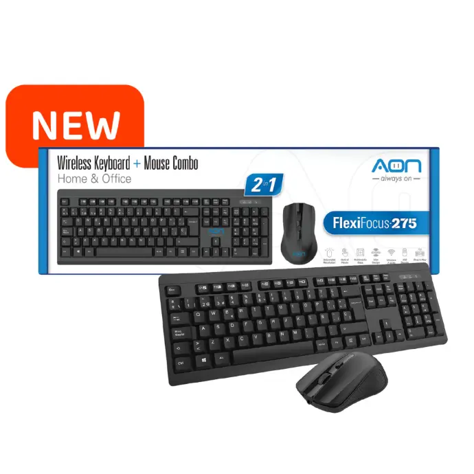 TECLADO + MOUSE INALAMBRICO AON (ESPAÑOL)